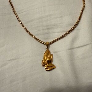 Gold Praying Hands Necklace